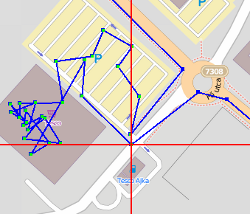 Képernyőkép a GpsPrune -ról GPS track szerkesztése közben